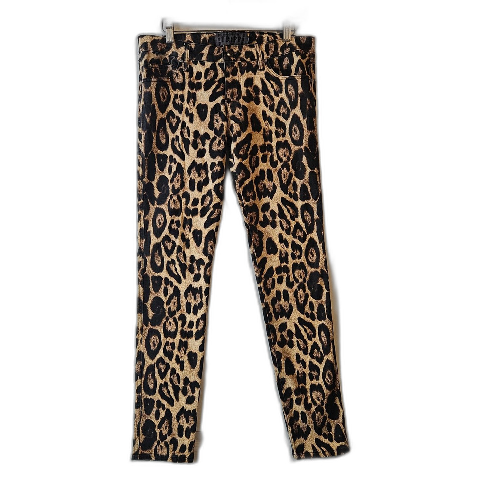 TRIPP NYC T-Pocket Lepoard Print Jeans Sz 28 / 9 Punk Mob Glam